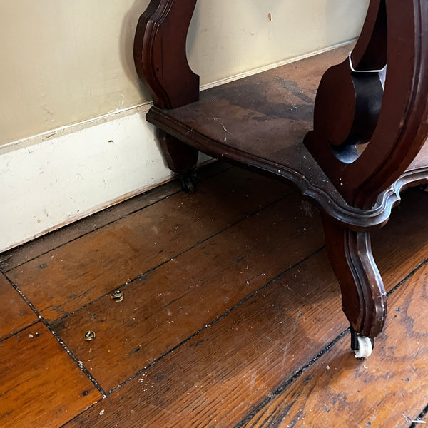 Antique Marble Top Washstand Walnut/Pine Victorian w/ Caster Feet Needs Repair
