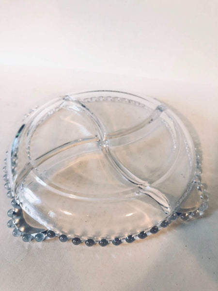Vintage Imperial Candlewick Divided Bowl With Handles Clear Uncolored Glass 8.5”