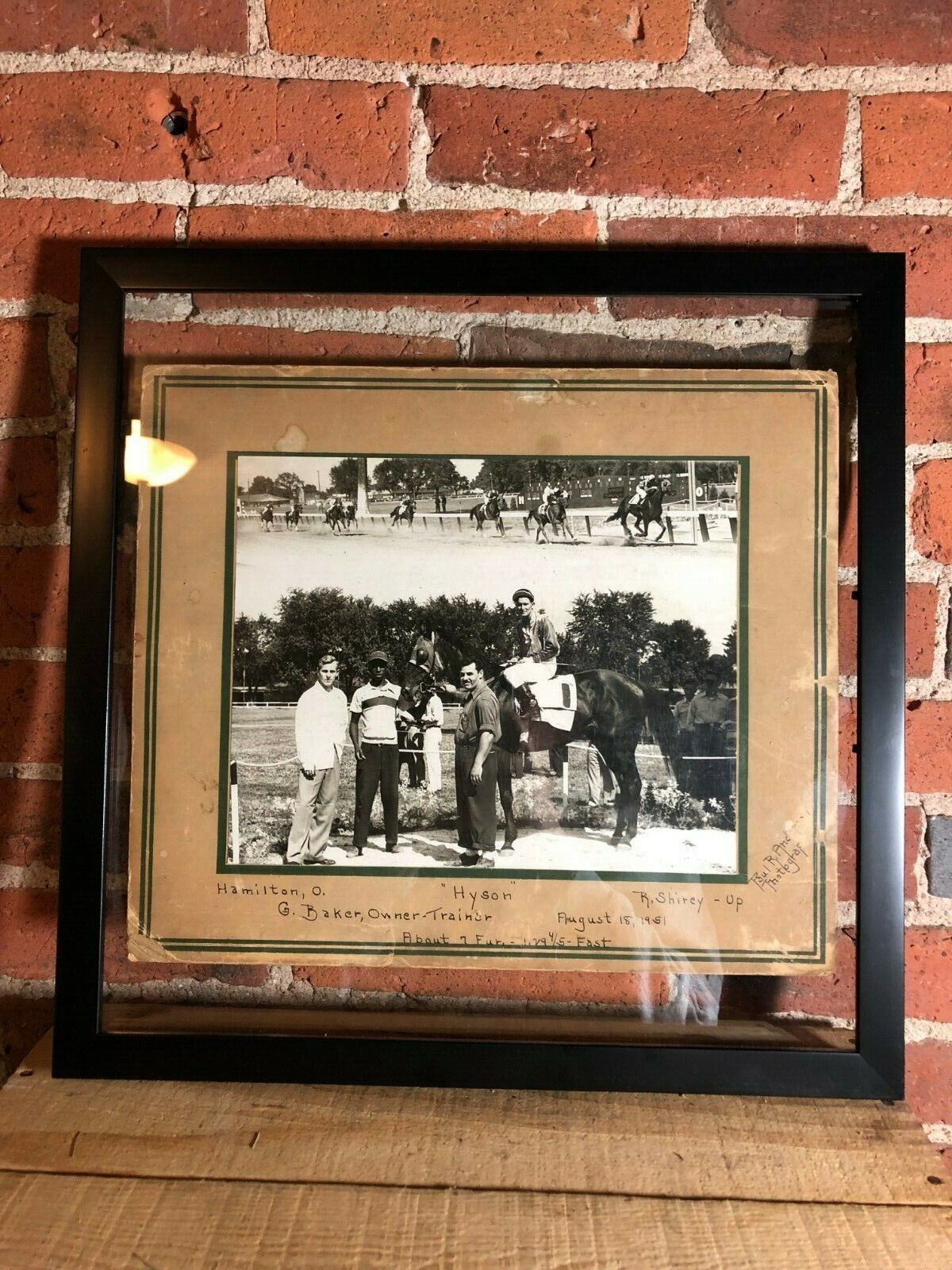 Vintage Horse Racing Photo in New Float Frame Hamilton Ohio August 1951 8" x 10"