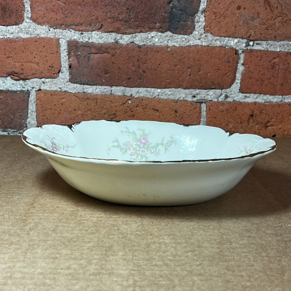 Taylor Smith & Taylor Moss Rose Oval Serving Bowl White Pink/Green/Floral