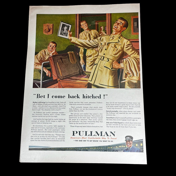 1941 Pullman Railroad Car Advertisement Life Magazine Color Art One Page