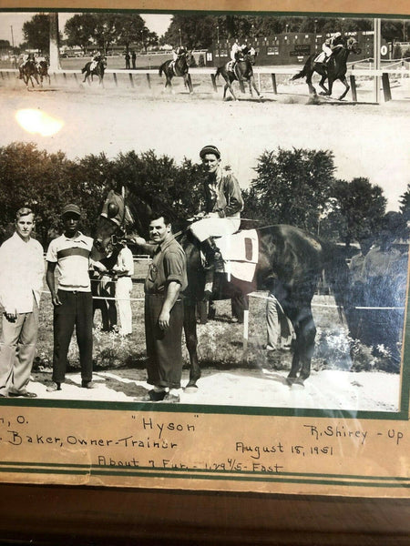 Vintage 1951 Horse Racing Photo 8x10 Hamilton Ohio New Float Frame Black & White