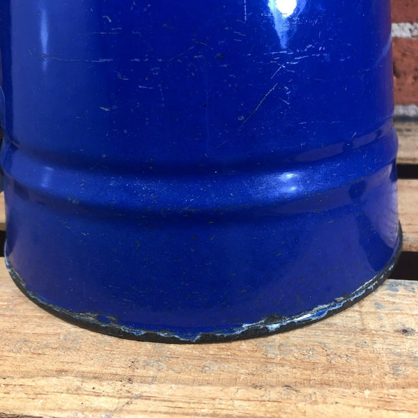 Antique Blue Enamel Graniteware Coffee Pot with Unpainted Tin Lid Late 19th Century