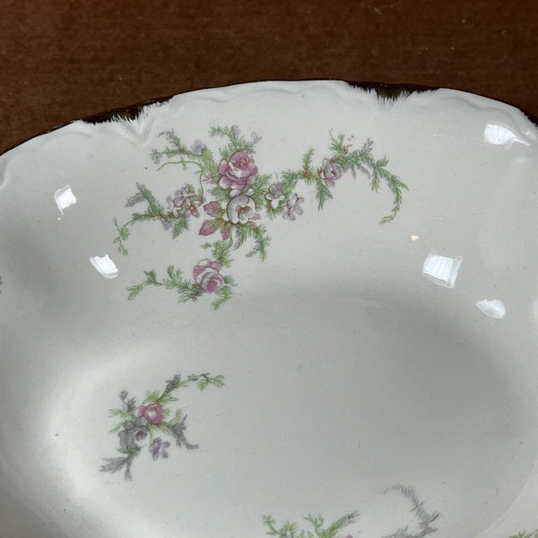 Taylor Smith & Taylor Moss Rose Oval Serving Bowl White Pink/Green/Floral