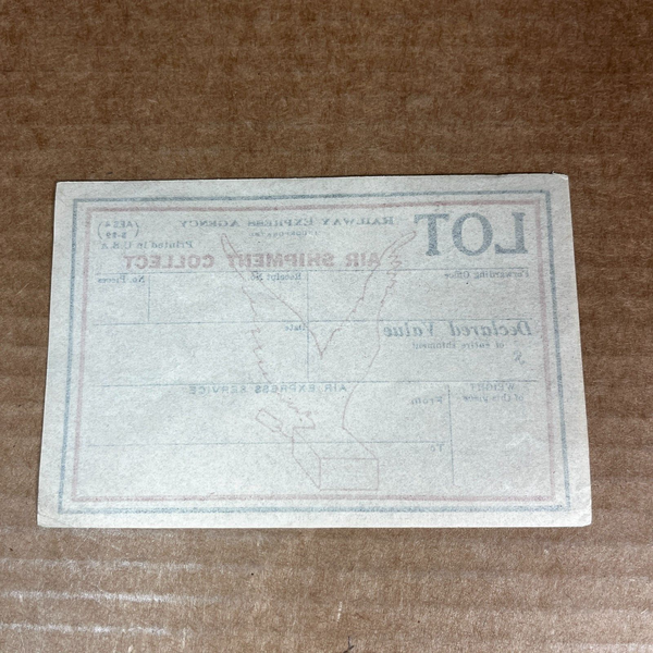 Railway Express Agency Parcel Label Not Gum-Back ORIGINAL 1930s MInt