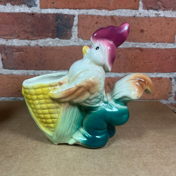 Shawnee Pottery Rooster w/ Corn Cob Planters -- Pair (2 pc.)