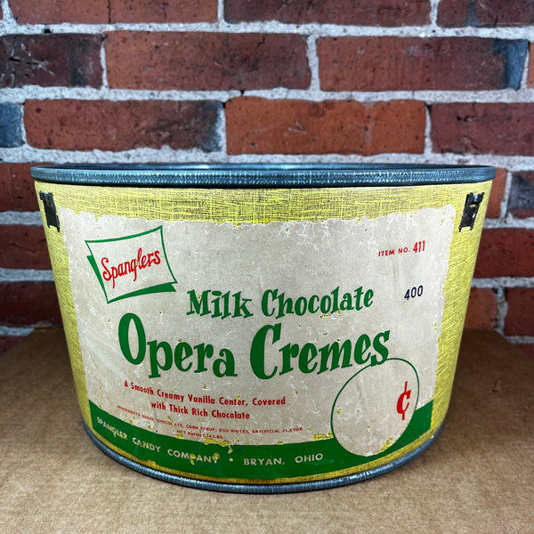 Spanglers Candy Cardboard Shipping Tub Vintage Advertising Opera Cremes