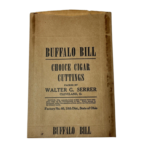 Vintage Buffalo Bill Choice Cigar Cuttings Empty Paper Bag Cleveland Ohio
