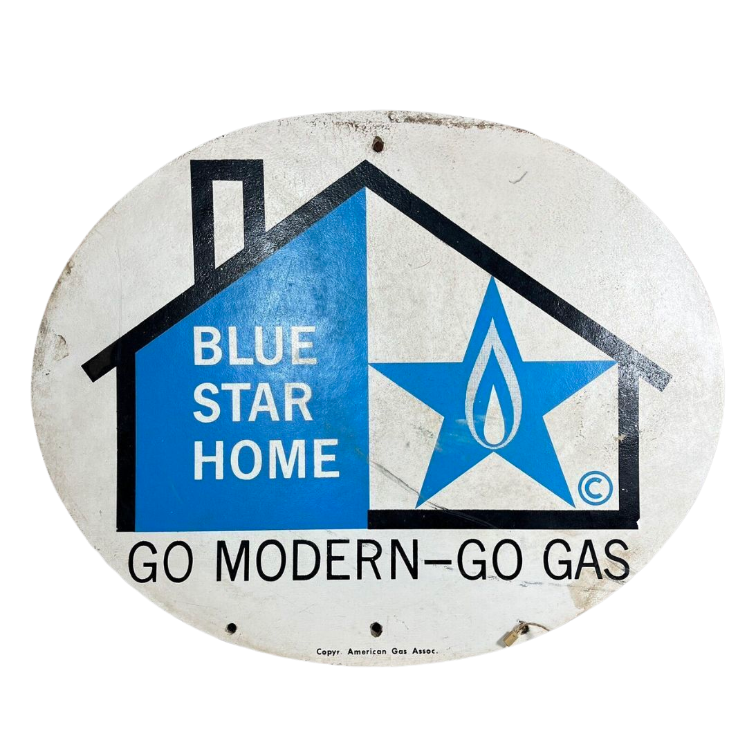 Vintage Pressboard Oval Sign Blue Star Home Go Modern - Go Gas 19.75" x 15.5"