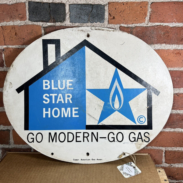 Vintage Pressboard Oval Sign Blue Star Home Go Modern - Go Gas 19.75" x 15.5"
