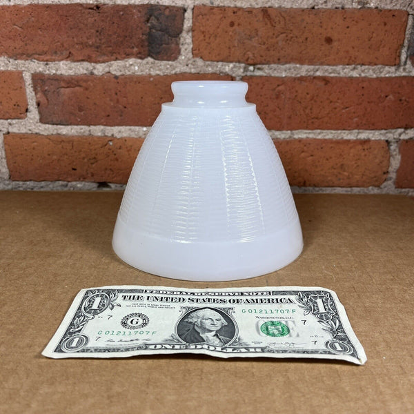Vintage Milk Glass Lamp Shade Ribbed Pattern Cone Shape 5" Tall x 5.75" Diameter