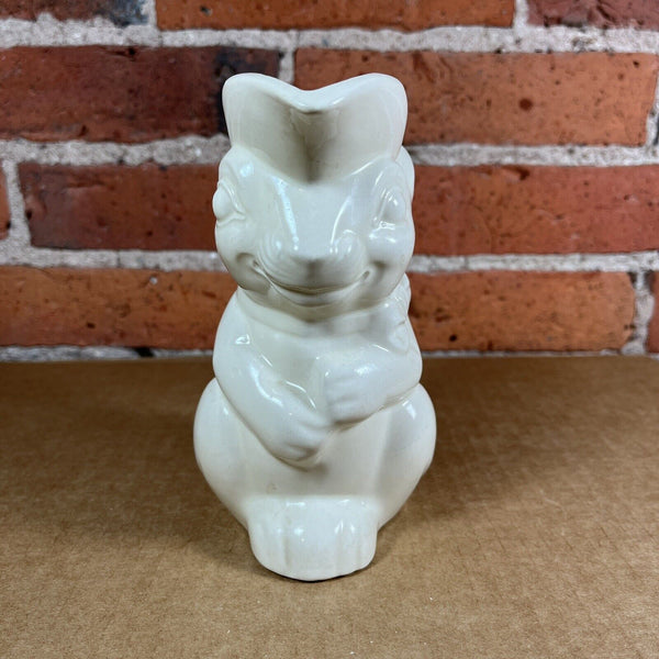 Ceramic Bunny Cream Pitcher Ivory Color Unmarked 5.75" Tall