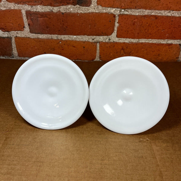 Two Fenton Hobnail Milk Glass Candleholders 3" Tall x 4" diameter Vintage