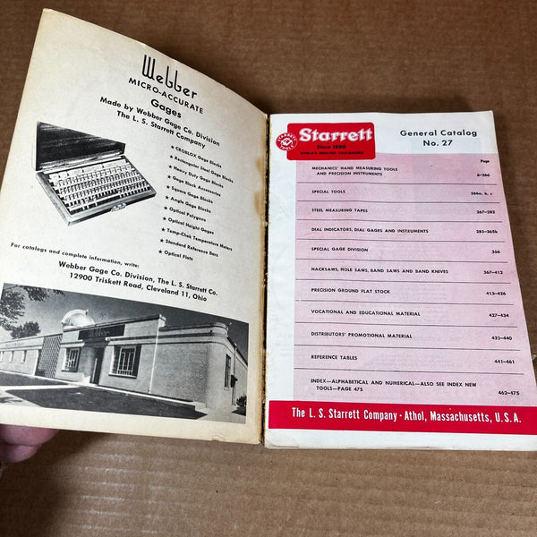 Starrett Tools Catalog 1955 Third Edition #27 Paperback Book Reference Workshop