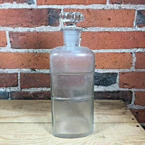 Antique Apothecary Glass Bottle Patented 1892 w/ Ground Glass Stopper No Label