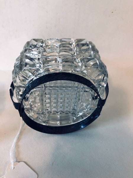 Vintage Ashtray Set Pressed Glass 7 Piece w/ Metal Rack Clear Uncolored 3.5”