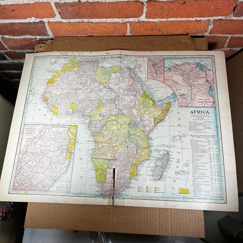 1899 Map of Africa from Cram's Atlas - Full Color - 22" x 16