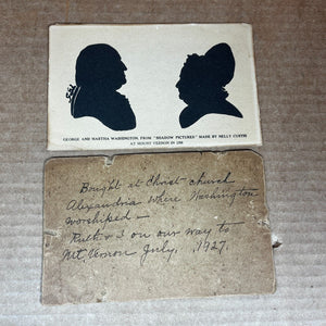 Vintage 1927 Postcard George & Martha Washington Silhouettes w/ Provenance Note