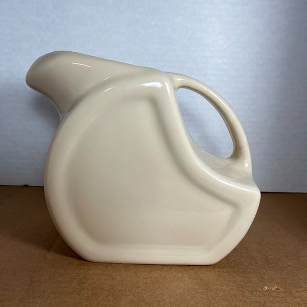 Wallace China Restaurant Ware Disc Pitcher w/ Ice Lip Cream Color Vintage 1950s