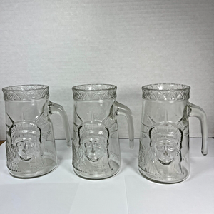 Set of 3 Statue of Liberty Glass Mugs Dated 1985 Centennial Anchor Glass Corp.