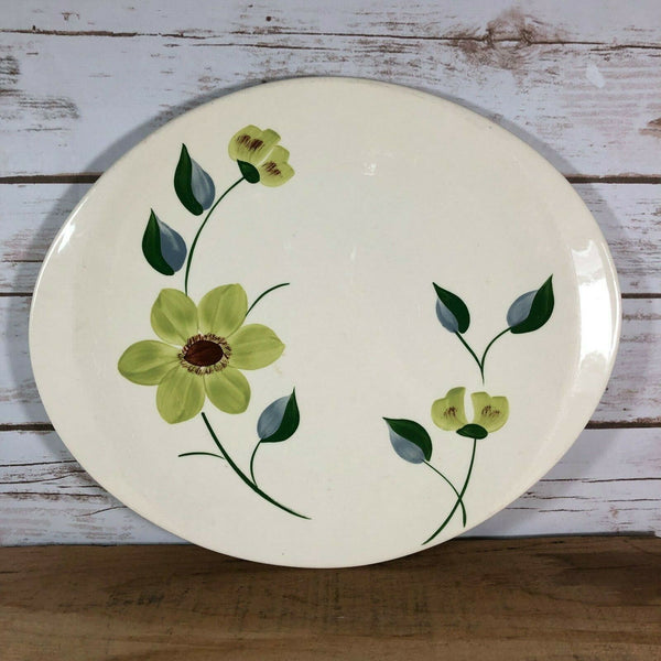 Lot of 3 Vintage Ceramic Pottery Oval Serving Platters Hand Painted Green Yellow