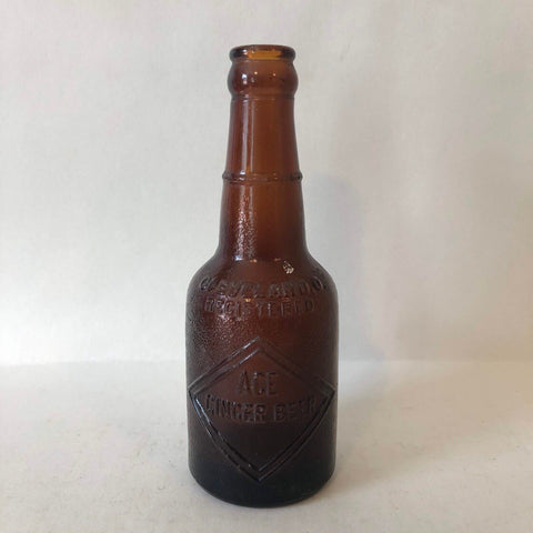 Vintage Ace Ginger Beer Bottle Brown Glass c. 1920 Cleveland Ohio