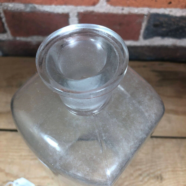 Antique Apothecary Glass Bottle Patented 1892 w/ Ground Glass Stopper No Label