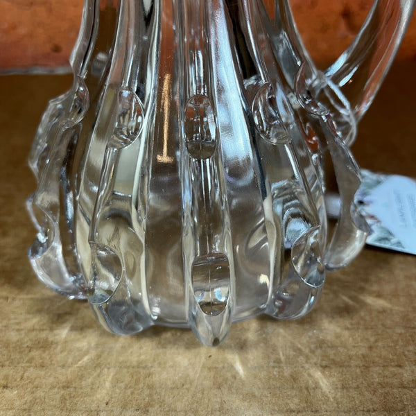 Antique Flint Glass Syrup Pitcher c. 1900 Pontil Mark EAPG Metal Lid