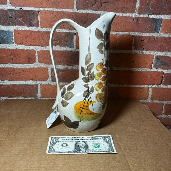 Red Wing Pottery Tampico Pitcher MCM Midcentury Modern 12" Tall Fruit Design