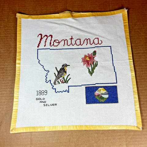 Montana State Cross Stitch Sampler Panel