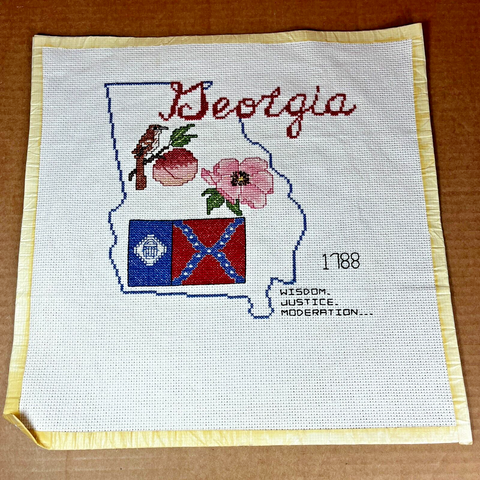 Georgia State Cross Stitch Sampler Panel