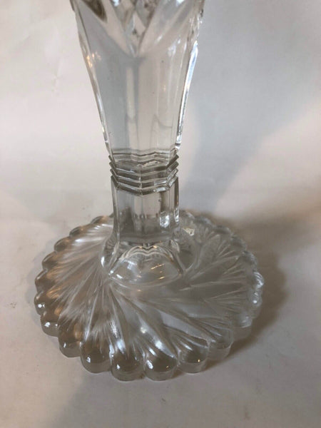 Antique Imperial Whirling Star Compote Goblet 1900s EAPG Clear Uncolored 9”