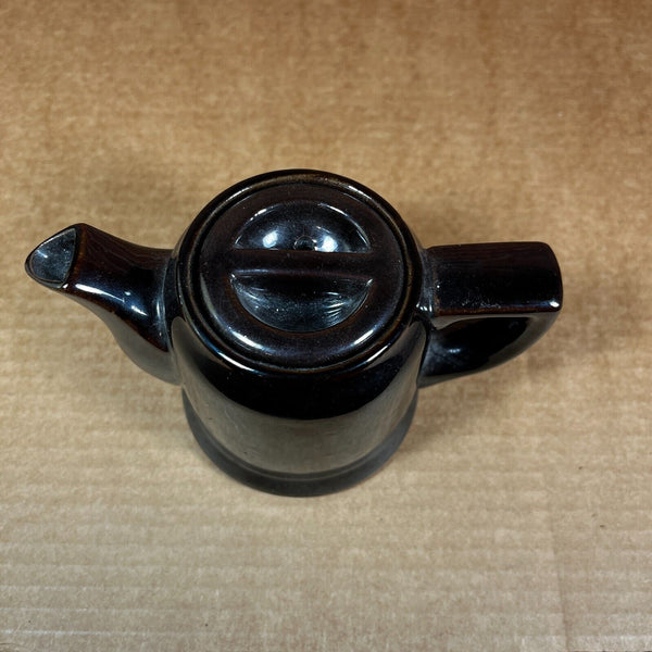 Vintage Hall Ceramic 1-Cup Mini Teapot Brown Shiny Glaze