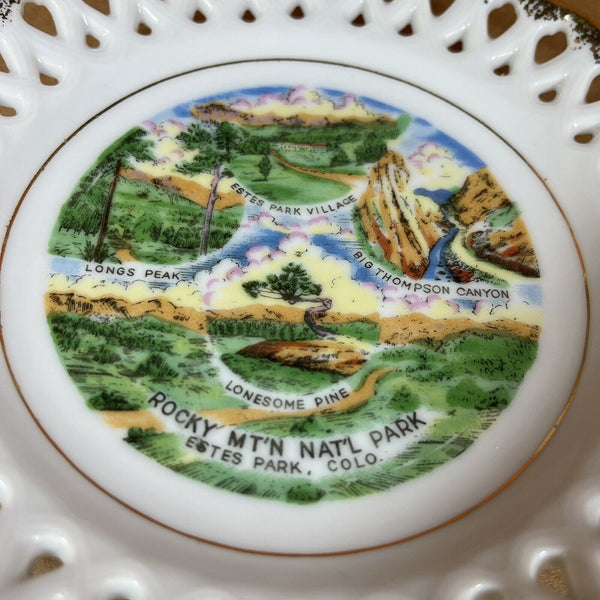 Rocky Mountain National Park Vintage Souvenir Collector Plate 6" Dia. Lace Edge
