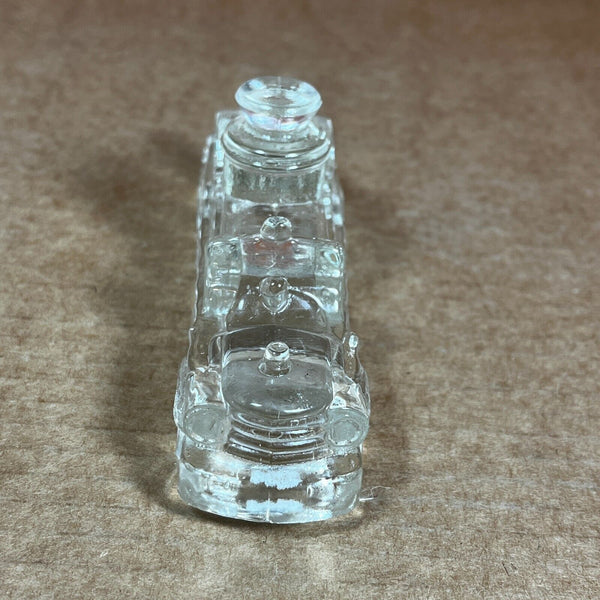 Vintage Glass Fire Truck Candy Container J.H. Millstein Clear Color