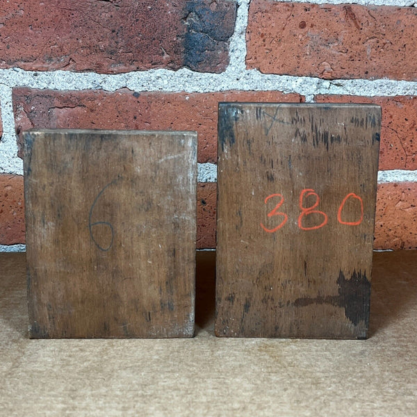 Two Letterpress Print Blocks Wood / Metal Poetry Spencer / Longfellow / Holmes