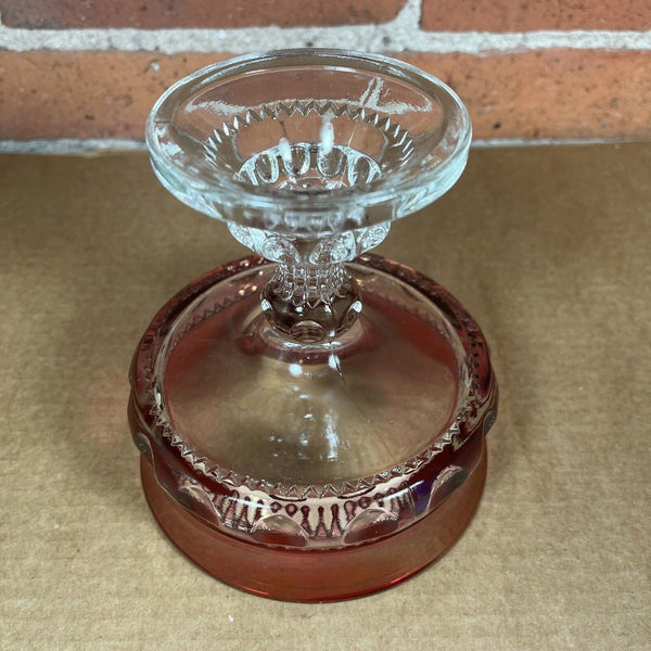 Tiffin-Franciscan Kings Crown Ruby Flash Round Glass Compote Vintage