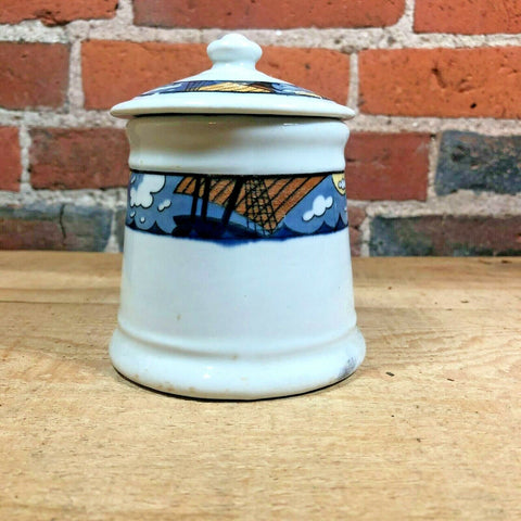 Shenango China Vintage Restaurant Ware Sugar Bowl Jar w/ Lid Clipper Ships 4.5"