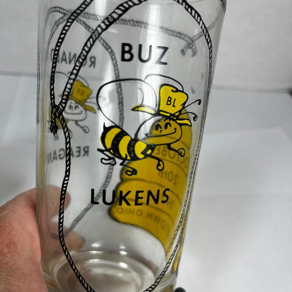 Ronald Reagan Buz Lukens 1976 Political Campaign 2 Glass Tumblers Middletown OH
