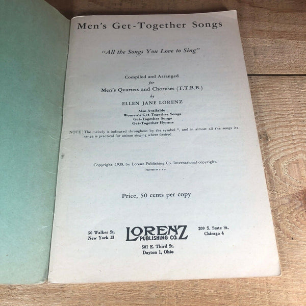 3 Vintage Song Books Men's/Women's Get-Together Songs Children's Worship Lorenz