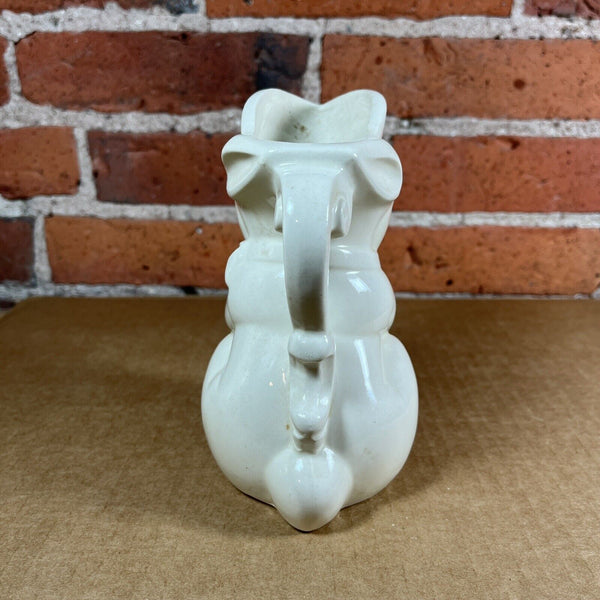 Ceramic Bunny Cream Pitcher Ivory Color Unmarked 5.75" Tall