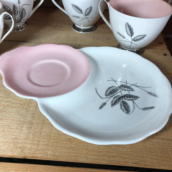 Queen Anne Harvest Pink Vintage Bone China England Set of 9 Pieces Tea Cups