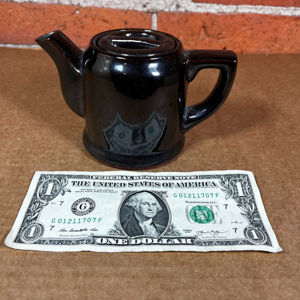Vintage Hall Ceramic 1-Cup Mini Teapot Brown Shiny Glaze