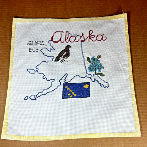 Alaska State Cross Stitch Sampler Panel