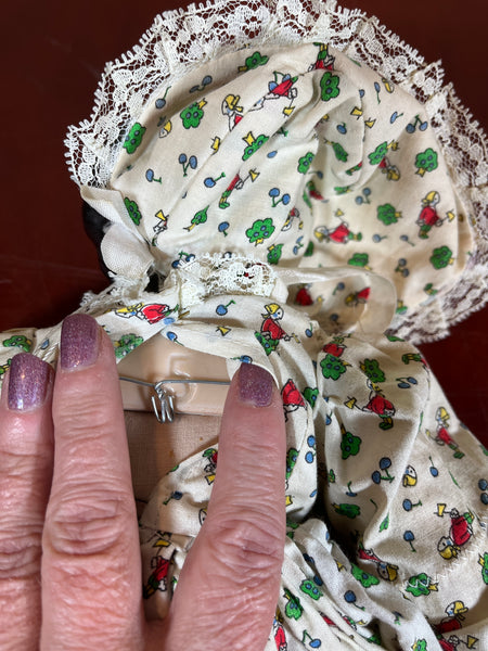 Vintage China Head Doll #5 w/ All 5 Parts 17" Tall 1940s Dress/Bonnet