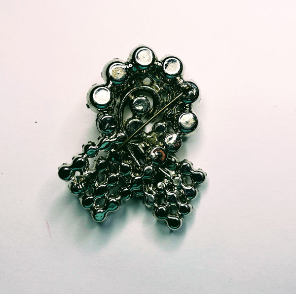 Vintage Juliana D&E Rhinestone Brooch Pin Clear Stones 2.25" x 1.5"