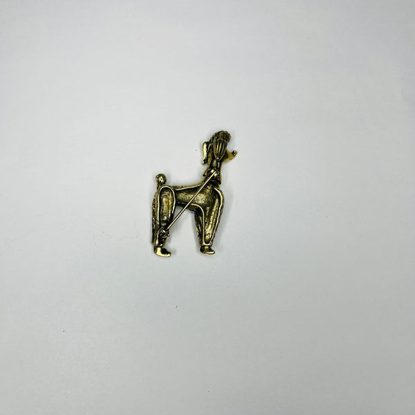 Vintage Gold Tone Poodle Dog Brooch