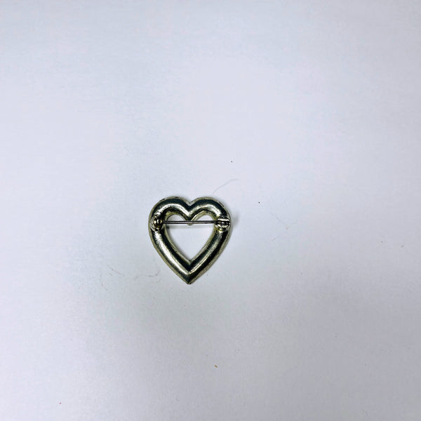 Vintage Silver Tone / Crystal Clear Rhinestone Heart Shaped Pin