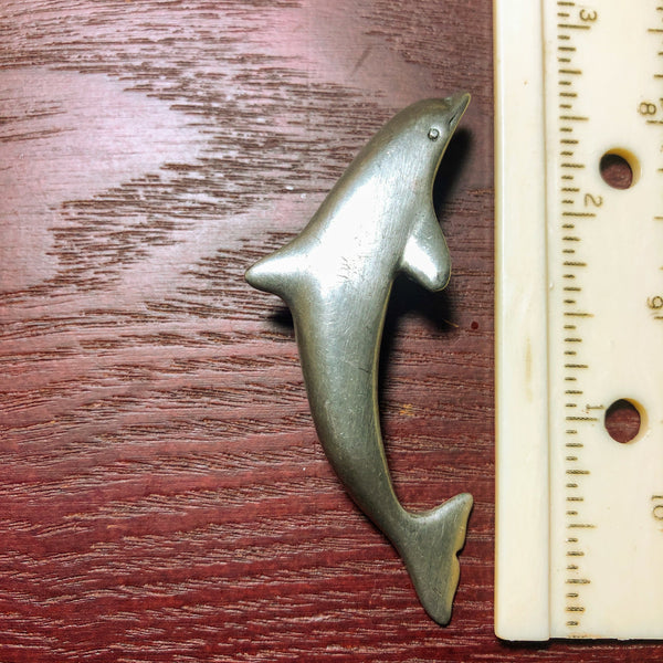Vintage Dolphin Silver Tone Brooch Pin Marked Canada 2.5"