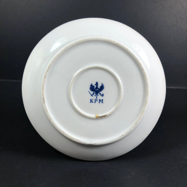 KPM Porcelain Hatpin Holder / Jewelry Dish Vintage White / Blue / Gold 5.75"
